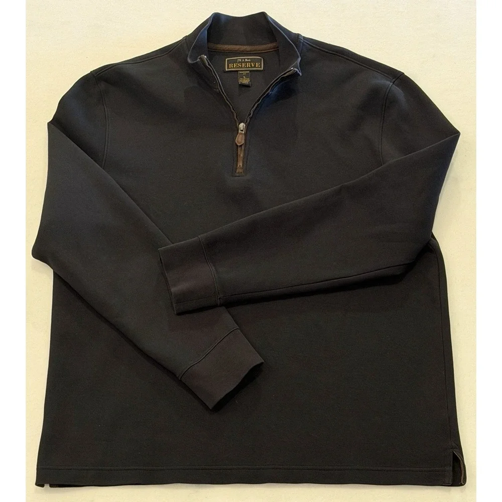 Jos. A Bank Reserve Traditional Fit Charcoal Gray Cotton 1/4 Zip Sweater Men's L